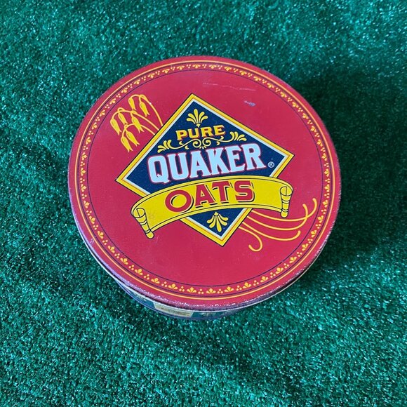 Pure Quaker Oats Limited Edition 1983 Vintage Tin Can Storage w/ Cookie Recipe - Picture 3 of 12